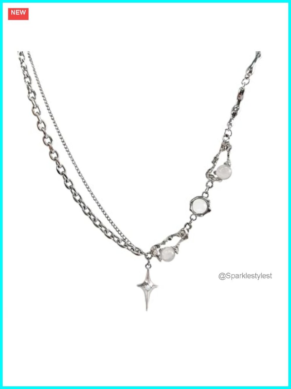 Star Pendant Necklace Irregular Link Chain Y2K Fashion Jewelry for Women